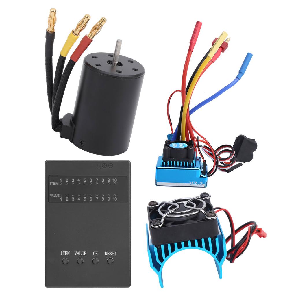 3650 Motor 2300KV+ 120A Brushless ESC + Program Card + Heat Sink Set for 110 RC Car