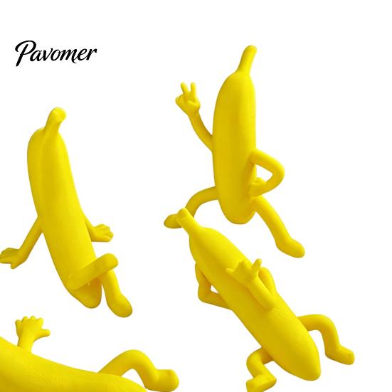 Funny Room Decor 4PCS Banana Man Figurine, 3D Printed Character Desktop Innovative Gift for Friends Ornaments, Novelty Cute Tabletop Toys Office Home