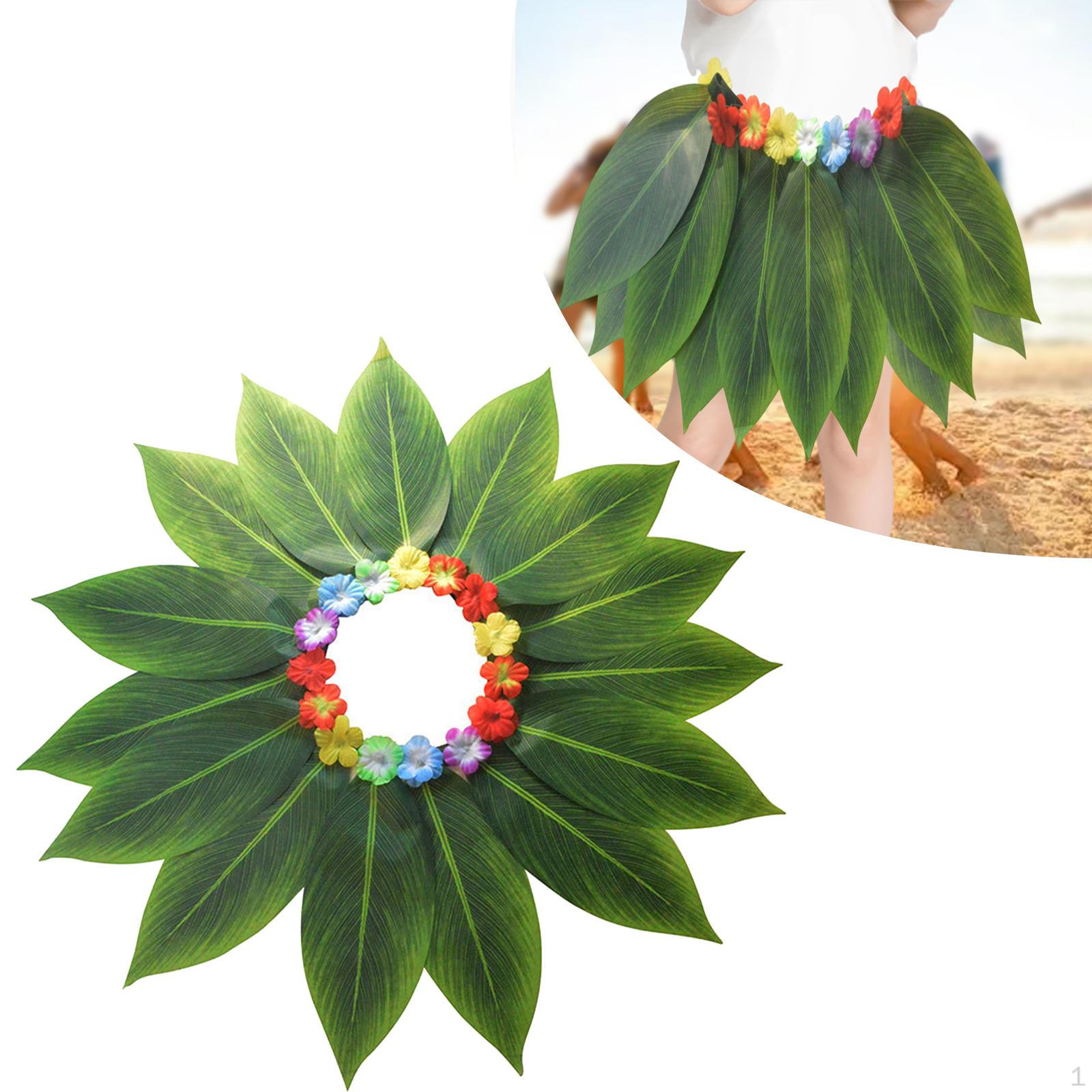 

Юбка из травы, гавайская танцевальная одежда с цветами и листьями для взрослых, детский танцевальный костюм, аксессуар для вечеринки 15 Leaf Skirt