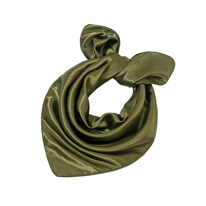 Fashion Satin Silk Square Scarf For Muslim Women Solid Color Soft Bandana Ladies Headband Casual Scarves 60*60Cm