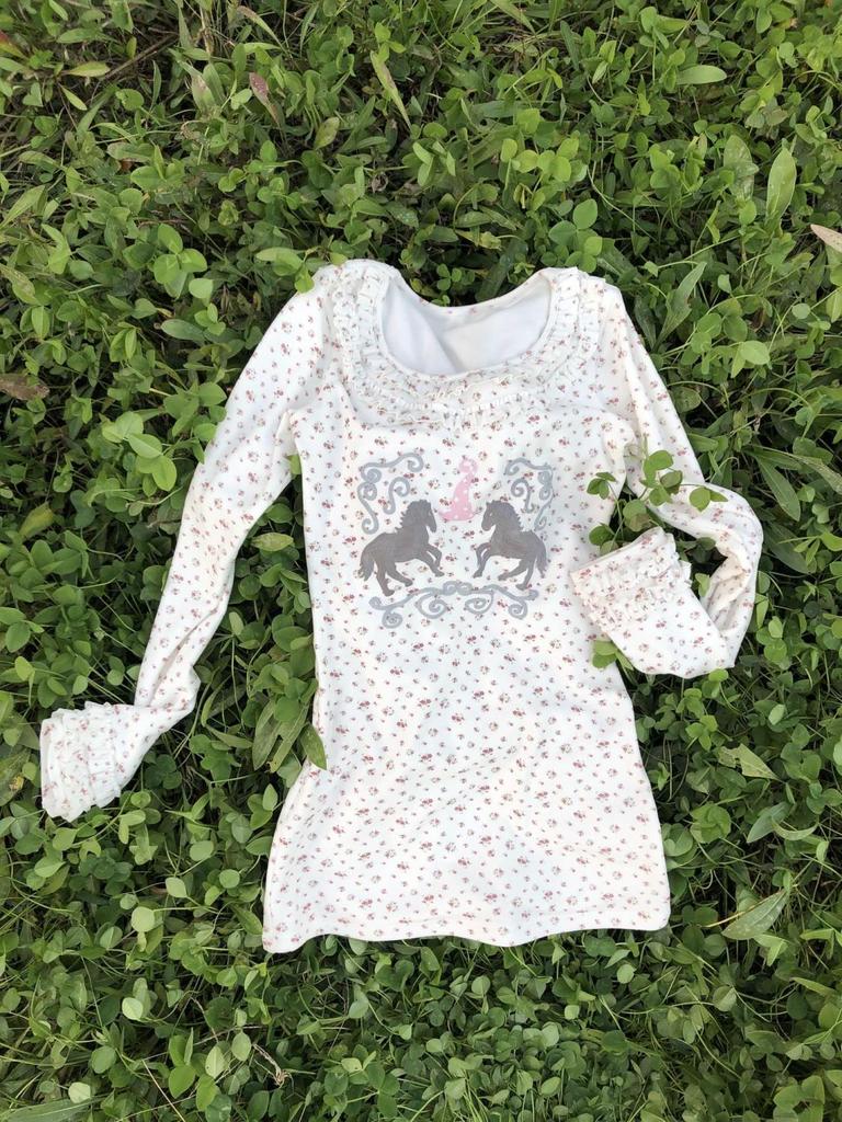 American Retro Floral Polka Dot Long Sleeve Slimming Base Layer - Y2K Vintage Style for Autumn/Winter.