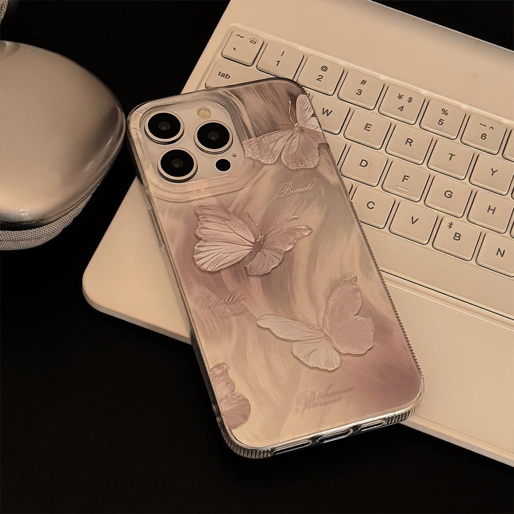 Glare Butterfly Pendant Lanyard iPhone15 14 Phone Case Compatible and Suitable for 13/12/11promax