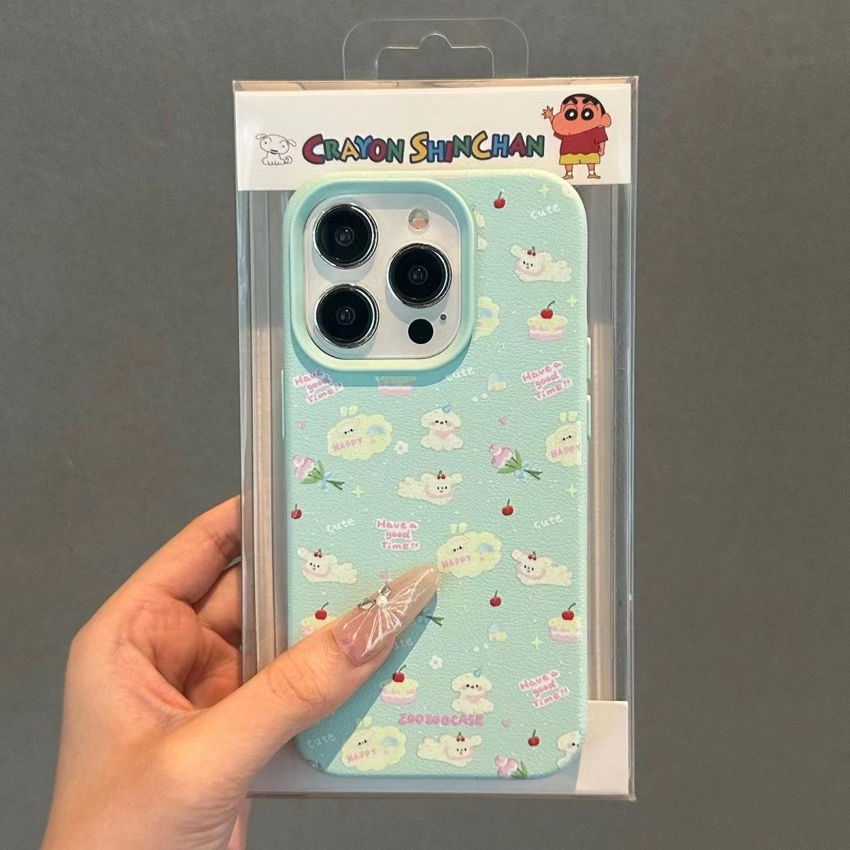 

Mint Green Leather Puppy for Apple 15 ProMax Phone Case for IPhone 14 Niche 13 Anti-fall 12 Soft Case For Apple XS