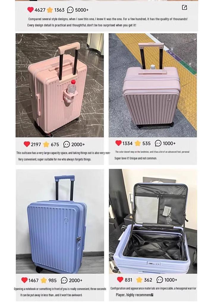 Expandable 20-Inch Rolling Suitcase for Women and Men: Large-Capacity, Three-Piece Set with Side-Opening Design, Perfect for Travel.