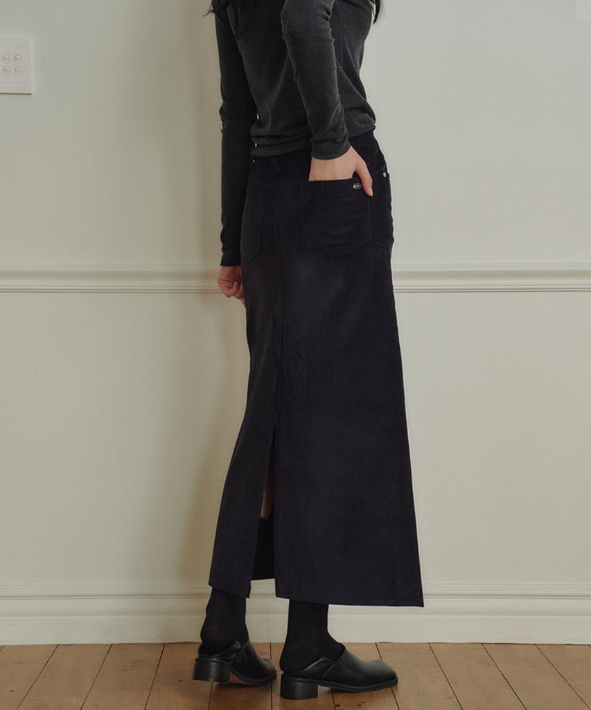 Marot Corduroy Slim Skirt_Navy