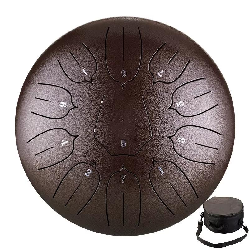 Hluru 10 Inch 11 Notes Glucophone Steel Tongue Drum D Tones Music Drum Ethereal Drum Percussion Instrument 11 Notes Steel Drum