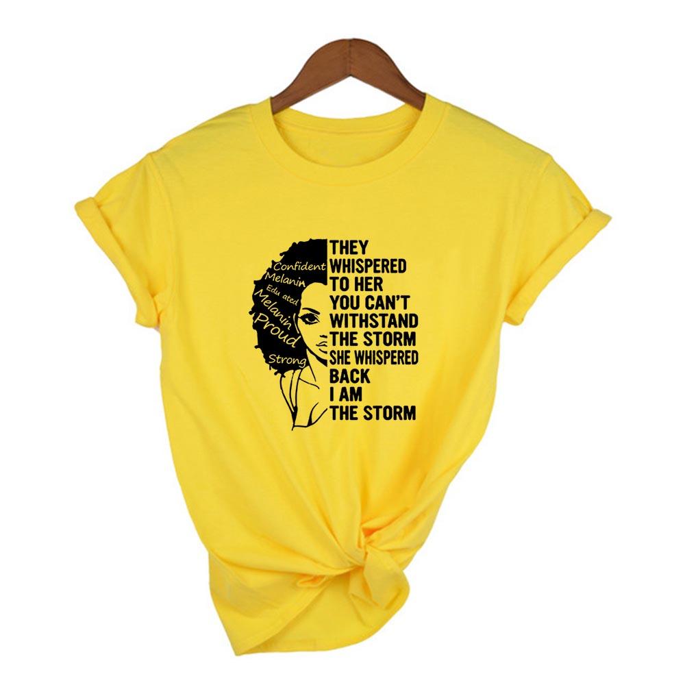 I Am A Strong Melanin Queen Print T Shirt Women Summer T Shirt Clothes African Black