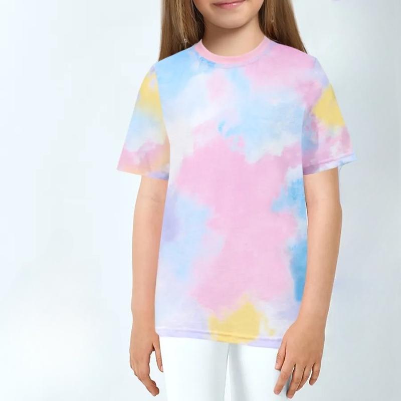 

Children s Card Butterfly Cloud Print Tie Dye T-shirt Girls Fashion Soft Comfortable T-shirt 170