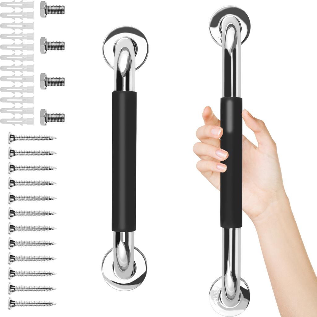 Madlo na vanu 30/40 cm, nerezová sprchová rukojeť s protiskluzovým silikonovým úchopem, nástěnná protiskluzová bezpečnostní rukojeť