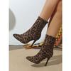 Leopard Print Sexy High-heeled Fashion Boots Women's 2025 Winter New Thin Heel Slimming Large Size Pointed Toe Booties