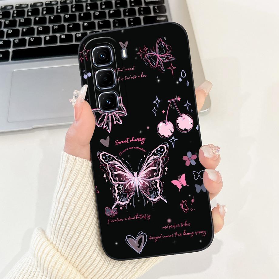 For Infinix Hot 50 Pro+ Hot50 Pro Hot 50 Pro Plus 4G Phone Case Soft Silicone Back Cover Love Heart Girly Flower Painting Fundas