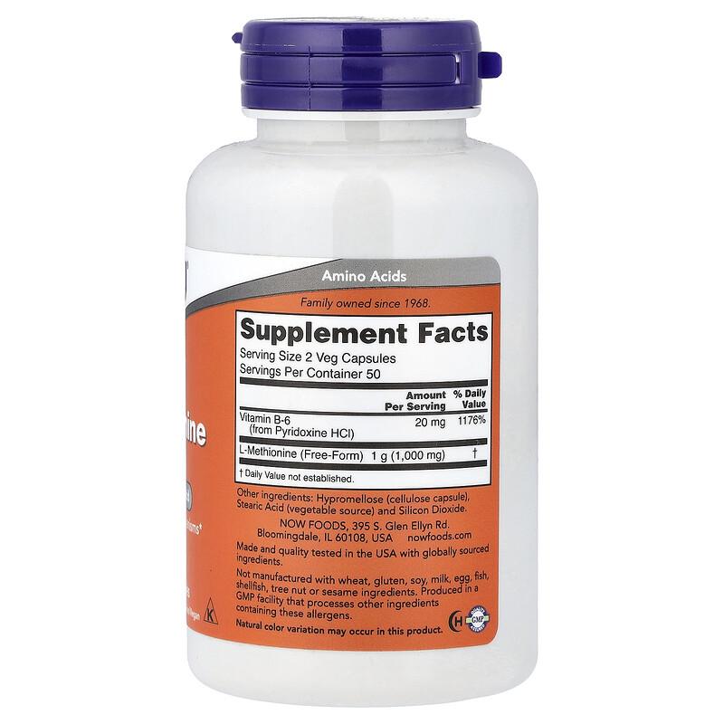 L-Methionine, 100 Veg Capsules
