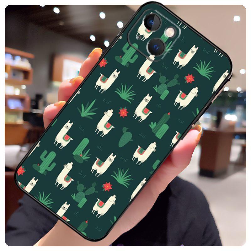 Llama Alpaca Pattern Case For iPhone 15 Pro Max 14 13 12 11 16 17 Pro Max Mini 15 16 Plus 16e 17 Air Phone Cover