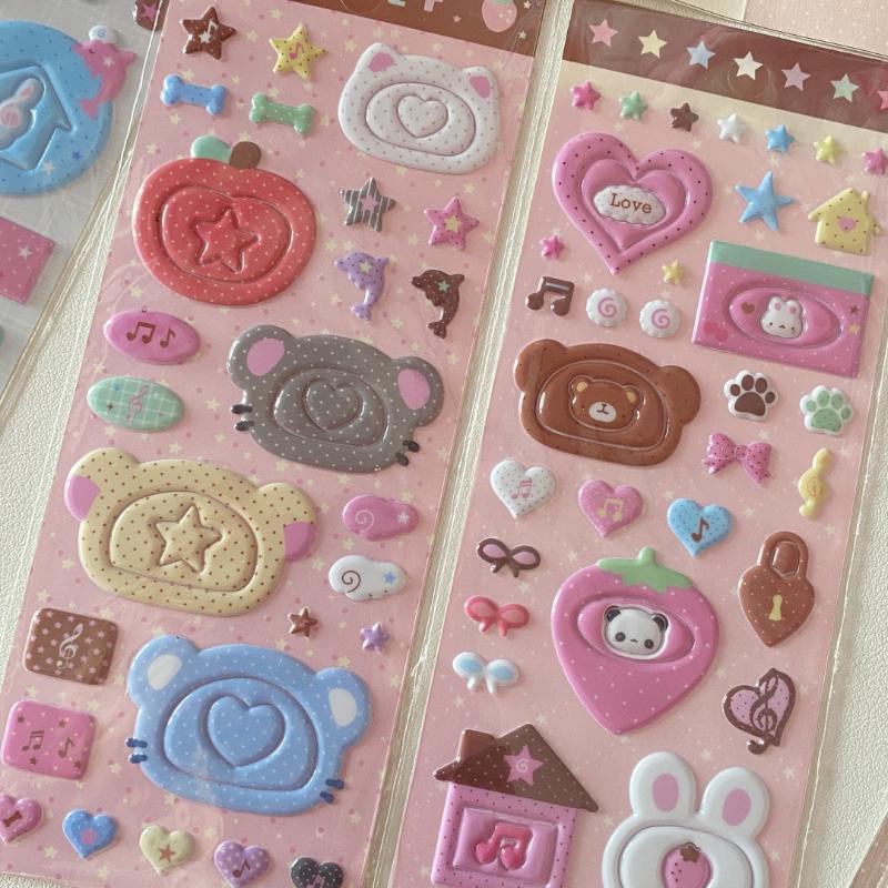 1/4Pcs 3D Animal Foam Star Note Stickers Diy Scrapbook Stickers Phone Camera Vintage Scrapbooking Decoration Stationery Sticker