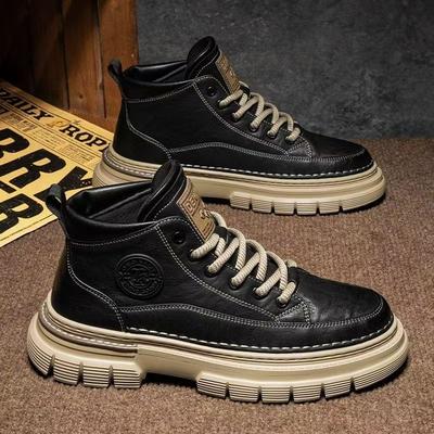 Autumn and Winter Men's Shoes Retro Martin Boots Men's High-top Men's Casual Leather Shoes Medium-top Outdoor Non-slip Tooling Boots