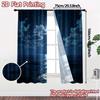 2pcs   2D FLAT PRINTING Curtains (Without Rod) Moonlit Ocean Modern Light Filtering Curtains Durable Polyester Curtains