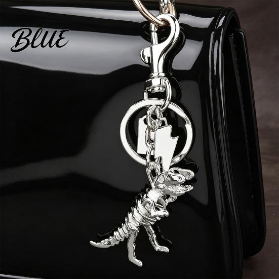 Colorful Metal Keychain Pendant Dinosaur T-Rex Skeleton Metallic Luster Bag