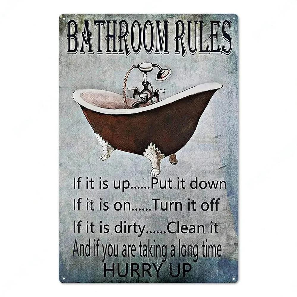 Vintage Toilet Sign Funny Metal Tin Sign Plaque WC Lavatory Toilettes Wall Art Bar Club Bathroom Restroom Toilet Wall Decoration