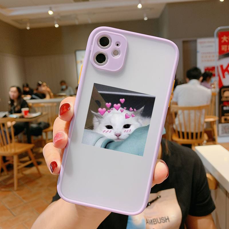 Super cute cats dogs Bumper Phone Case For iphone12 11 Pro Max X XS Max XR 7 8 Plus 12mini Translucent Matte Shockproof Cover