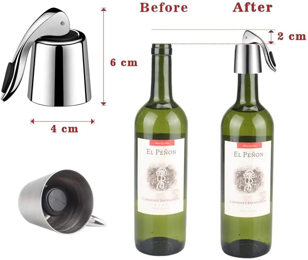 Stainless Steel Red Wine Bottle Stopper Wine Preservation Sealing Plug Reusable Vacuum Leakproof Bottle Plug Kitchen Bar Tools