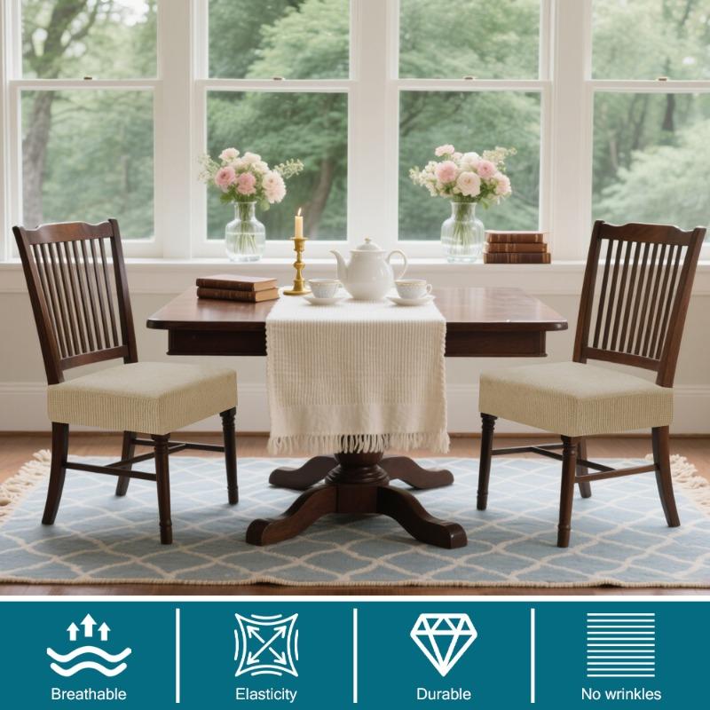 Jacquard Chair Seat Cover Elastic Chair Slipcovers for Home Banquet Dining Room Solid Color Removable Washable Chair Covers