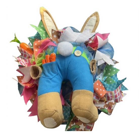 Easter Bunny Butt Wreath for Front Door Plush Rabbit Wreath with Bunny Ears for Spring Party Farmhouse Home Wall Decor