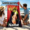 Custom Name Personalized Billie Eilish Print Beach Towel, for Trip Camping Beach Party Home Decor, Birthday Gift for Family & Friends