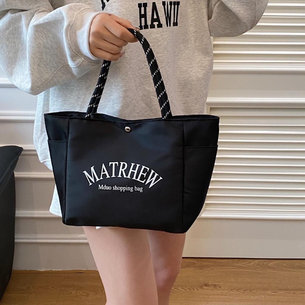 New dopamine simple letters large capacity tote bag go to work shopping tote