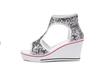 Sandals Women's Summer Slope Heel Open-toed Hollowed-out Women's Shoes 2025 New Version 8CM Beaded High-top Fish Mouth Sandals
