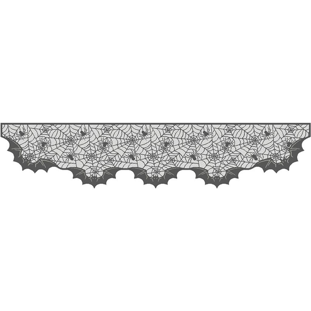Table Runner Spiders Web Lace Tablecloth Fireplaces Curtain Compatible for Halloween Party Decoration Horror House Props