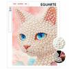 Perlenmalerei DIY-Set Blauäugige Katze Rahmenlos Funkelnde Perlenkunst Leinwand Kreative Heimdekoration Basteln für Anfänger
