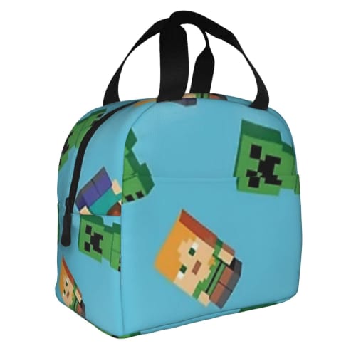 Minecraft Lunch Pack, Reusable Lunch Bag, Compact Lunch Box, Insulated Bag, Fashionable Carrying Bag, Cold Bag, Soft Ice Bag, Tote Bag, Reusable Bag F