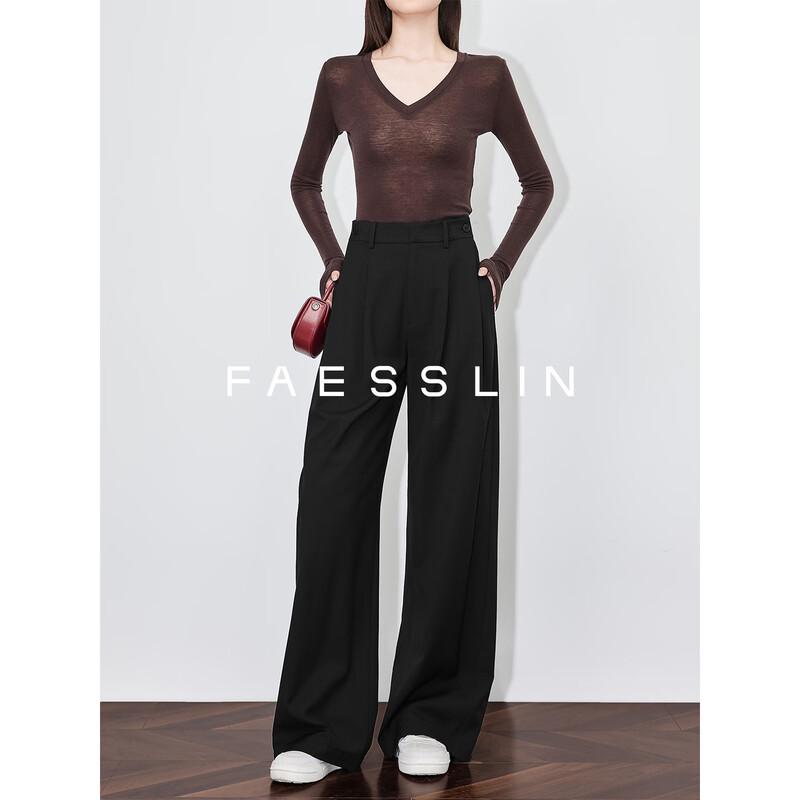 FAESSLIN Women s Minimalist Wool Blend Wide-Leg Suit Pants S Extra Long
