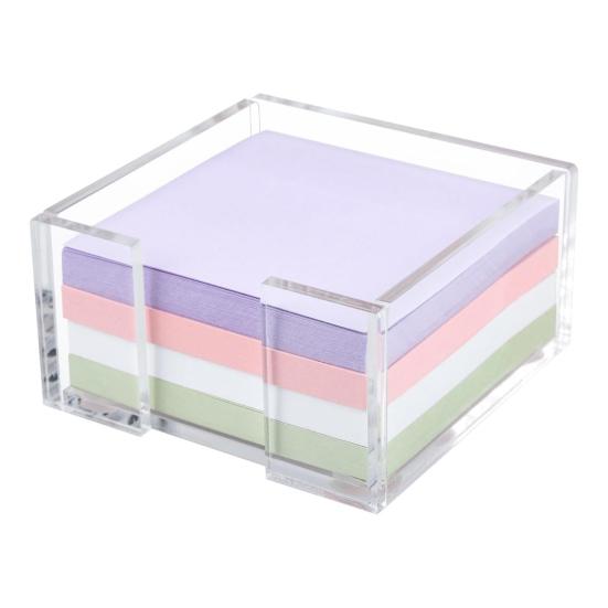 Yousheng Acrylic Note Dispenser Notepad Holder Anti-Slip Desktop Organizer for 3x3 Inch Notes Compact Office School Home Use Desk Accessory Gift