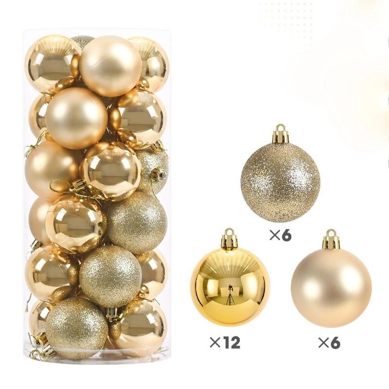 24Pcs 6CM Big Christmas Ball Decorations Hanging Christmas Tree Pendant Ornaments Xmas Home Party Decor 2026 New Year Accessory