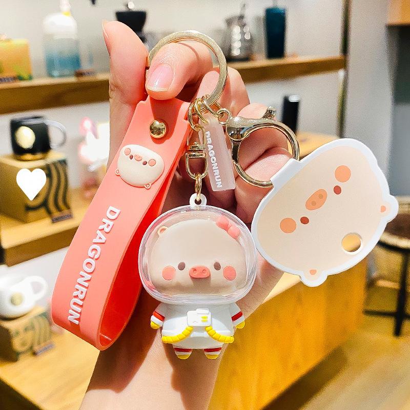Cute Pig Keychain for Women: Couple Backpack Pendant & Electric Car Charm