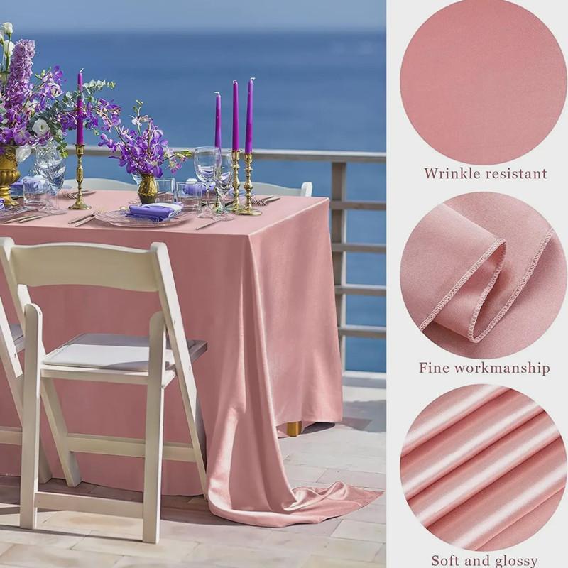 Rectangle Wedding Satin Tablecloth 57x102inch Bright Smooth Silk Table Cover for Wedding Banquet Anniversary Dining Table Decoration
