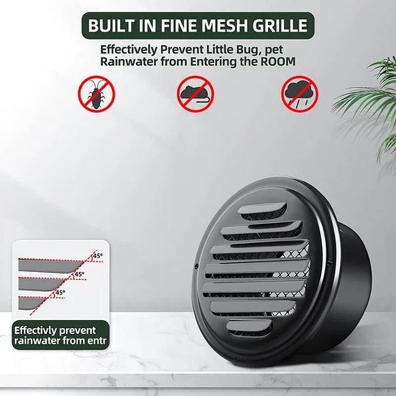 2pcs 70/100/150mm Round Stainless Steel Vent Grille Exterior Wall Duct Ventilation Cover Built-in Mesh Screen Kitchen Bathroom