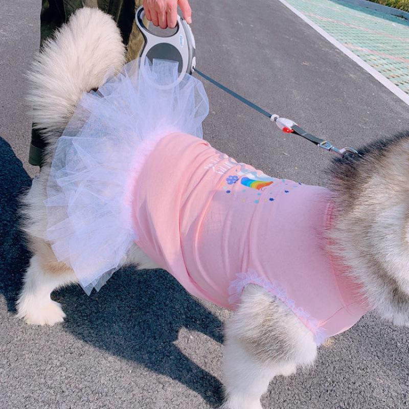 Dog Clothes Spring Summer Thin Pet Parent-Child Puffy Skirt Shirt Teddy Cat Bulldog Golden Retriever Alaskan Malamute Wholesale