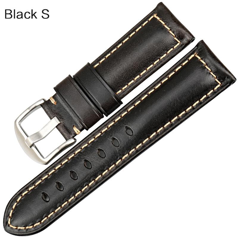 Handmade Watchband Blue 20mm 22mm 24mm with Black Buckle Vintage Oil Wax Leather Watch Strap for Fossil Watch Band
