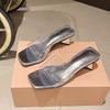 Beautiful Sandals Women's 2025 New Fairy with Skirt Transparent High Heels Crystal Half Slippers Outer Shoes