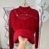 One Piece Sweater High Neck Autumn and Winter Hollow Knitting Base Design Thickened Top for Women