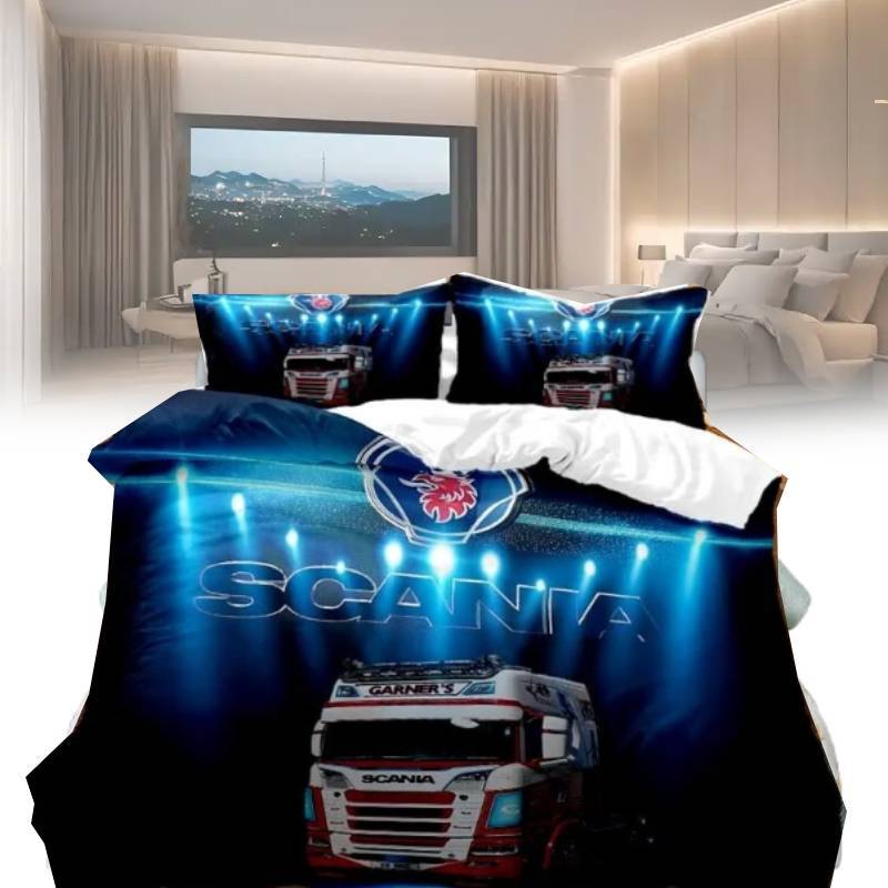 Printed Trucks Scania Duvet Cover Pillowcase Bedding Set Childrens Decor Bedroom