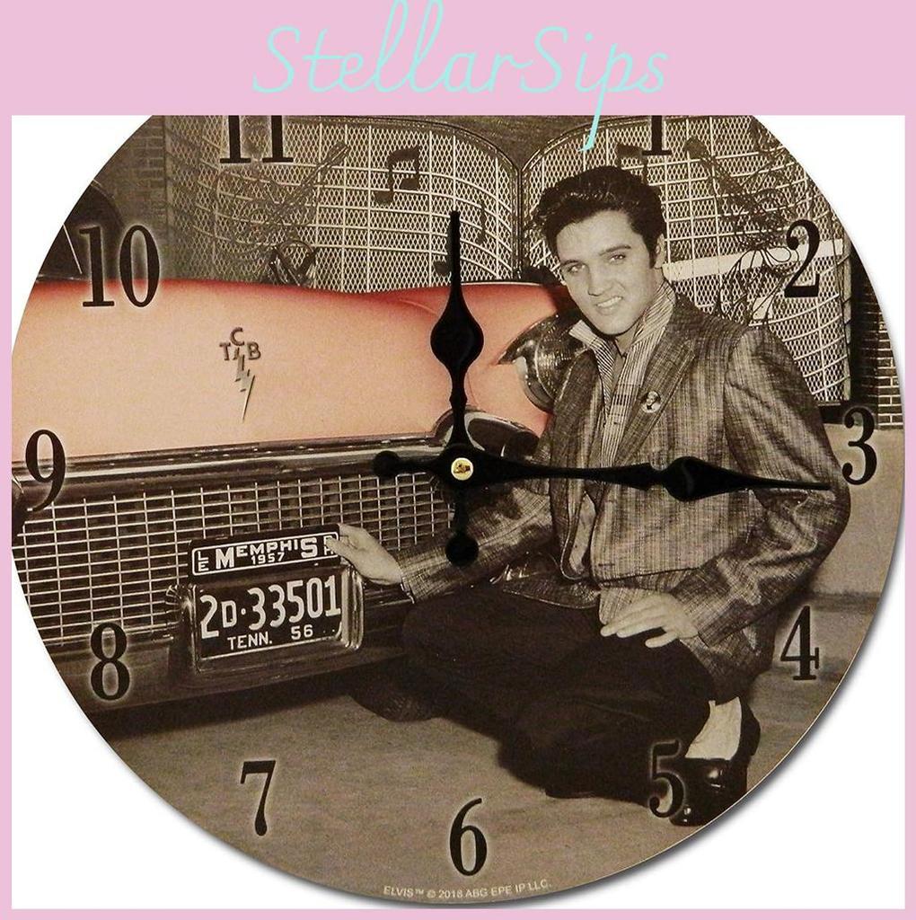 Minimally Retro Elvis Presley Patterned Wall Clock For Living Room Decor
