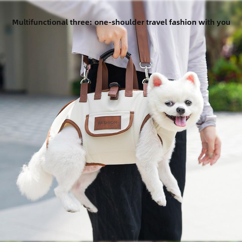 Rucsac portabil de umăr unic, respirabil, de mână pentru câini de companie de talie mică și medie când ieși afară