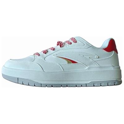 Anti-Slip Wear-Resistant Low-Top Skateboard Shoes Men's White Red Sneakers