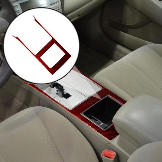 Red Carbon Fiber Transmission Console Frame Cover Trim For Toyota Camry 2007-11