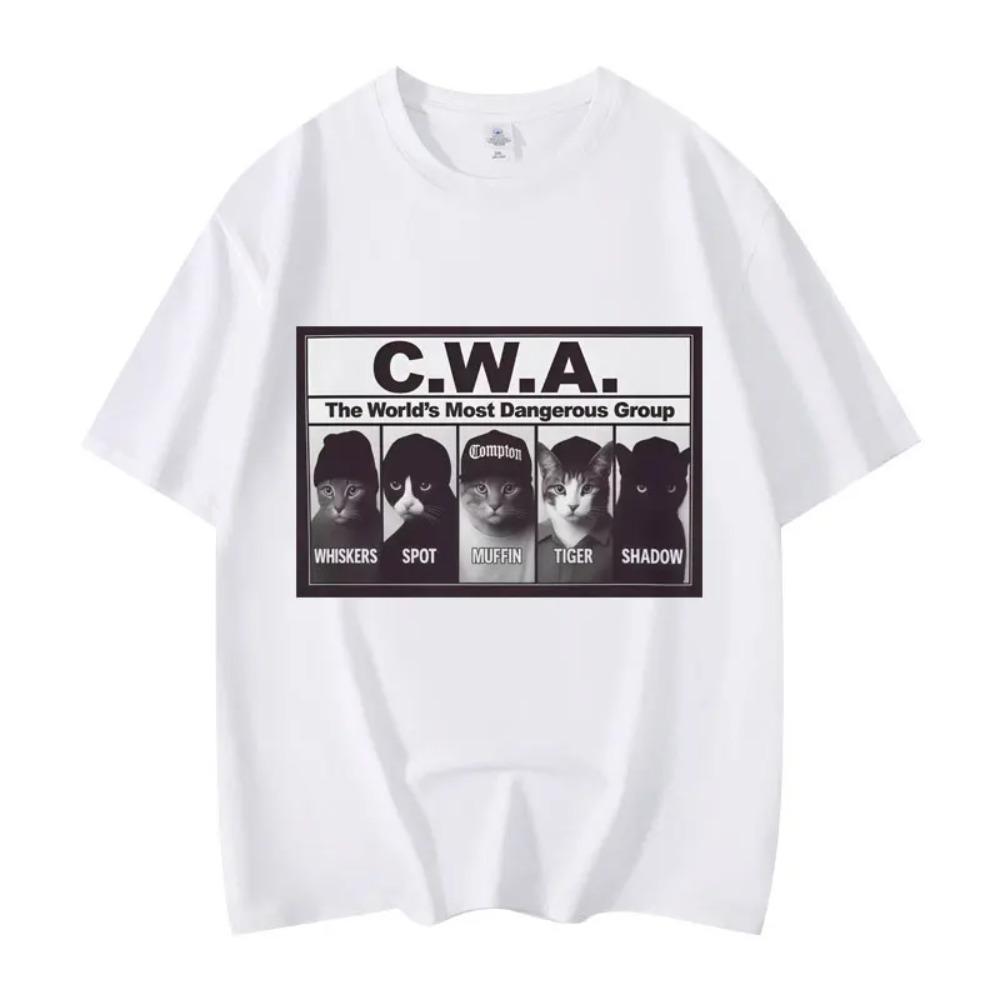 CWA Nejnebezpečnější skupina na světě Vtipné kočičí meme Grafická trička Módní Vintage Tričko s krátkým rukávem Unisex Bavlněná trička