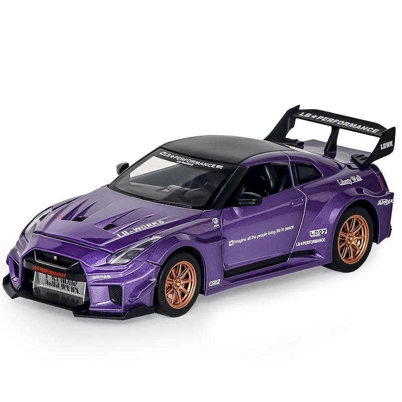 

1/24 Nissan GTR CSR2 Skyline Ares Diecasts & Toy Vehicles Металлическая игрушечная модель автомобиля High Simulation Pull Back Collection Детские игрушки фиолетовый