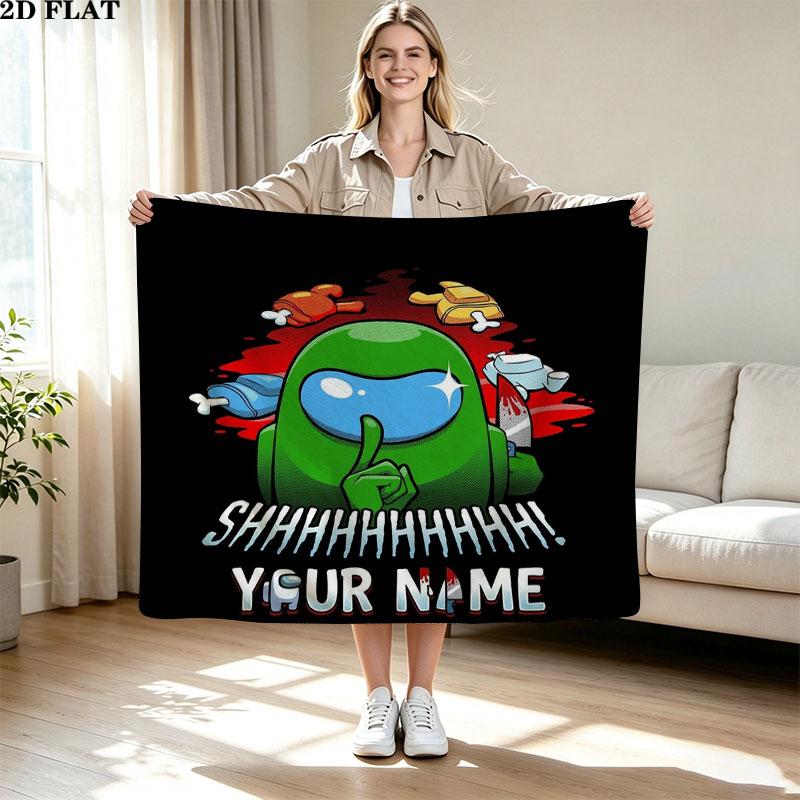 1PC Among Us Custom Name Patterned Flannel Blanket Suitable For All Seasons for Home Decor Warmth and Comfort Gifts Holiday Present